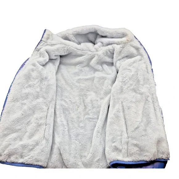 Abercrombie Kids Puffer Jacket Coat Sz 15/16 Blue with Hood Faux Fur Lining - Picture 5 of 11